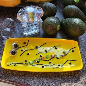 Modernist Yellow fused glass tray